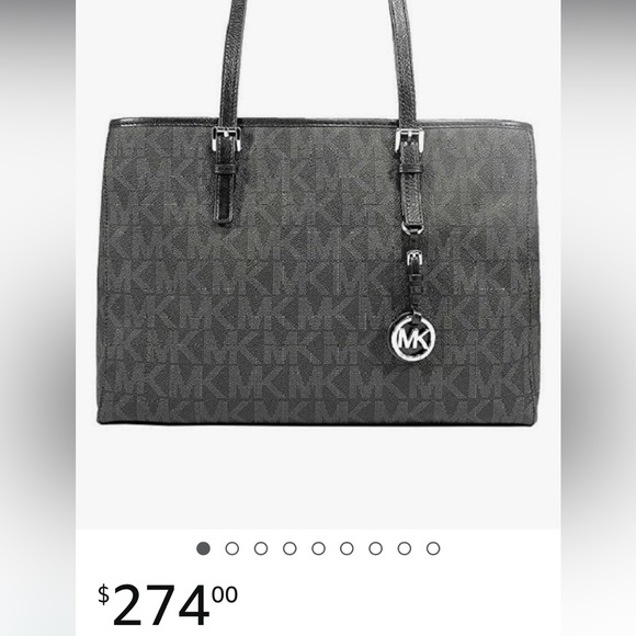 Michael Kors Jet Set PVC/Genuine Leather East/West Travel TOTE (Black) - Picture 2 of 14